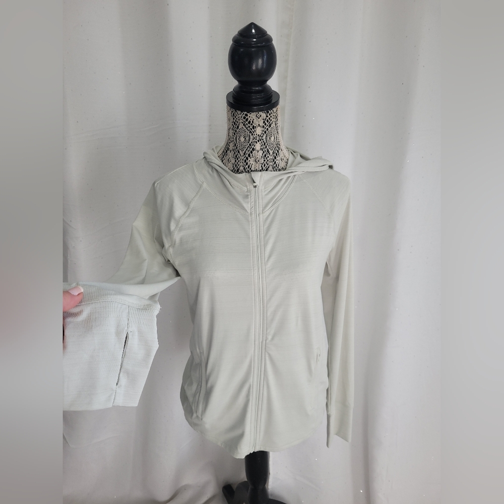 Athleta Pacifica Baja UPF Jacket Size Small Full Zip Thumbholes Holes